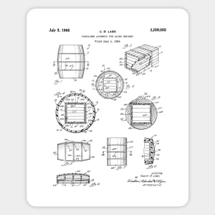 Whisky Barrel Patent - Whisky Art - Black And White Sticker